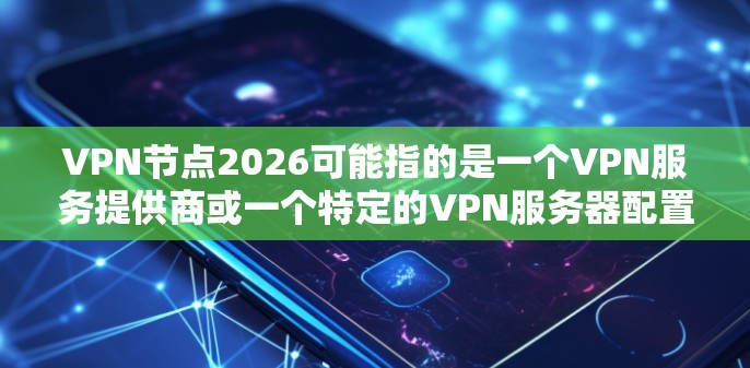 VPN节点2026可能指的是一个VPN服务提供商或一个特定的VPN服务器配置。如果你正在使用或计划使用一个以2026命名的VPN节点,以下是一些常见问题和解答,可能会对你有所帮助 VPN节点2026可能指的是一个VPN服务提供商或一个特定的VPN服务器配置。如果你正在使用或计划使用一个以2026命名的VPN节点,以下是一些常见问题和解答,可能会对你有所帮助