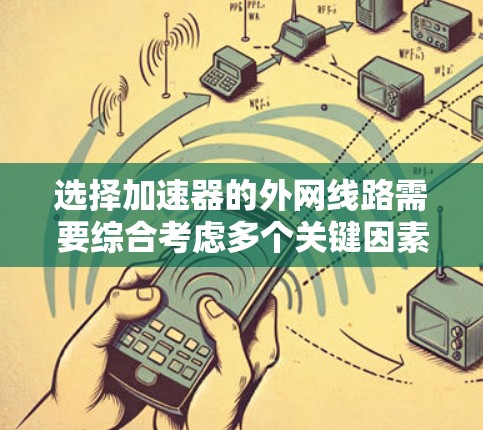 选择加速器的外网线路需要综合考虑多个关键因素,以确保网络性能、安全性和稳定性。以下是选择外网线路的主要考虑因素和步骤 选择加速器的外网线路需要综合考虑多个关键因素,以确保网络性能、安全性和稳定性。以下是选择外网线路的主要考虑因素和步骤
