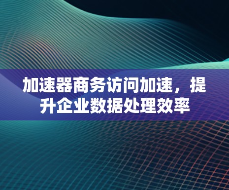 加速器商务访问加速,提升企业数据处理效率 加速器商务访问加速,提升企业数据处理效率